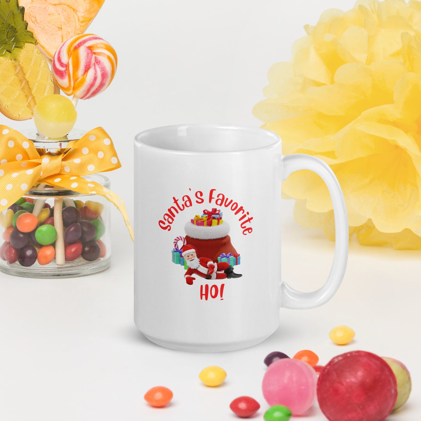 Rude, Crude, and Funny #11 "Santa's Favorite HO!" White glossy mug