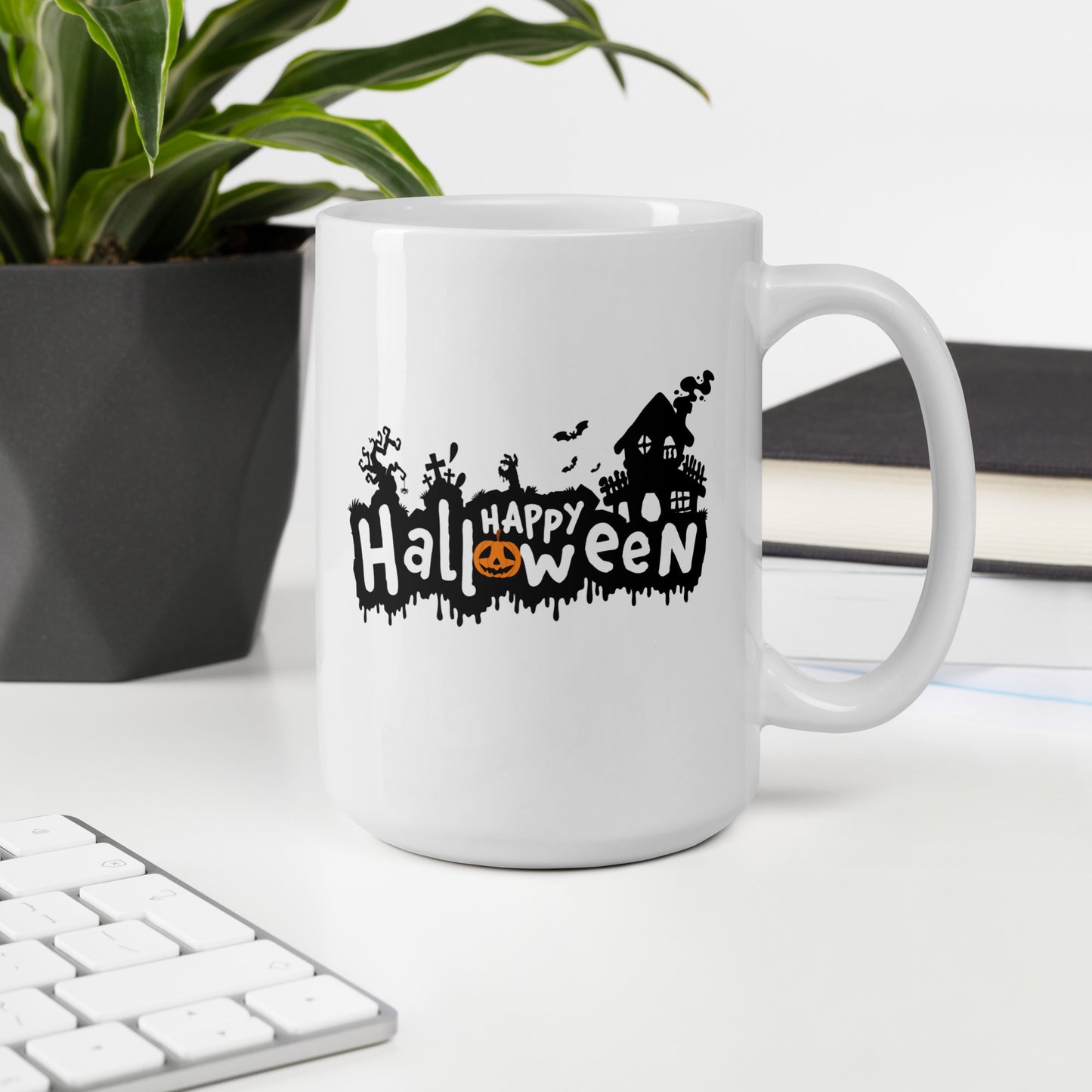 Halloween #20 "HAPPY Halloween" White glossy mug