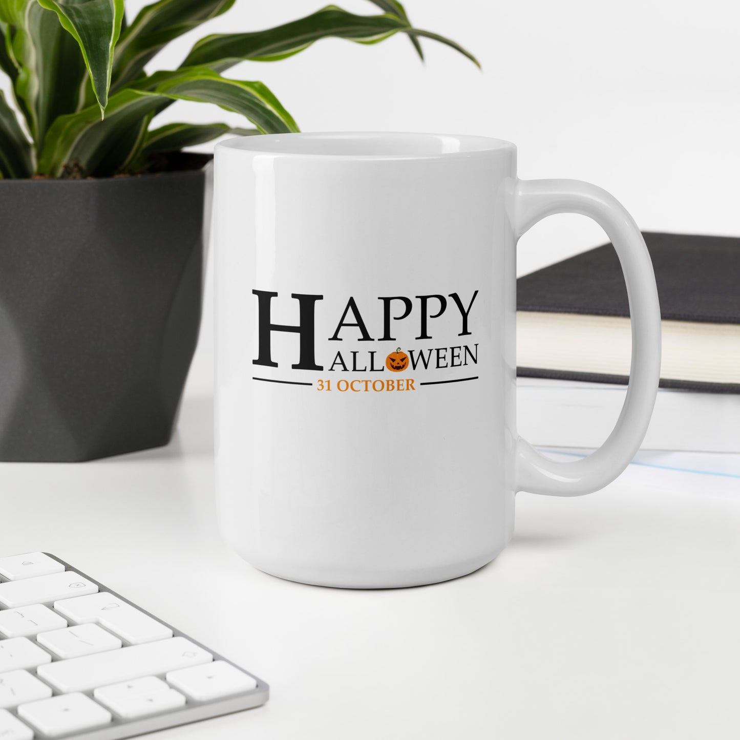 Halloween #09 "HAPPY HALLOWEEN" White glossy mug