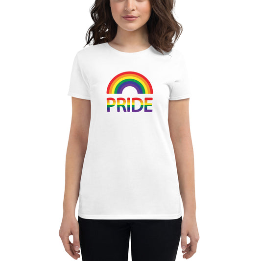 LGBTQ+ #01 Rainbow over "Pride" Women's Fashion Fit T-Shirt