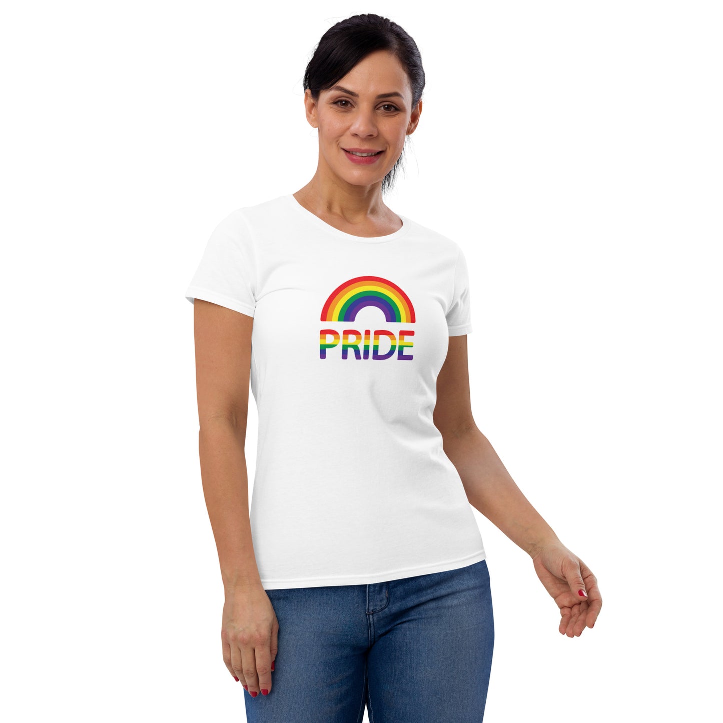 LGBTQ+ #01 Rainbow over "Pride" Women's Fashion Fit T-Shirt