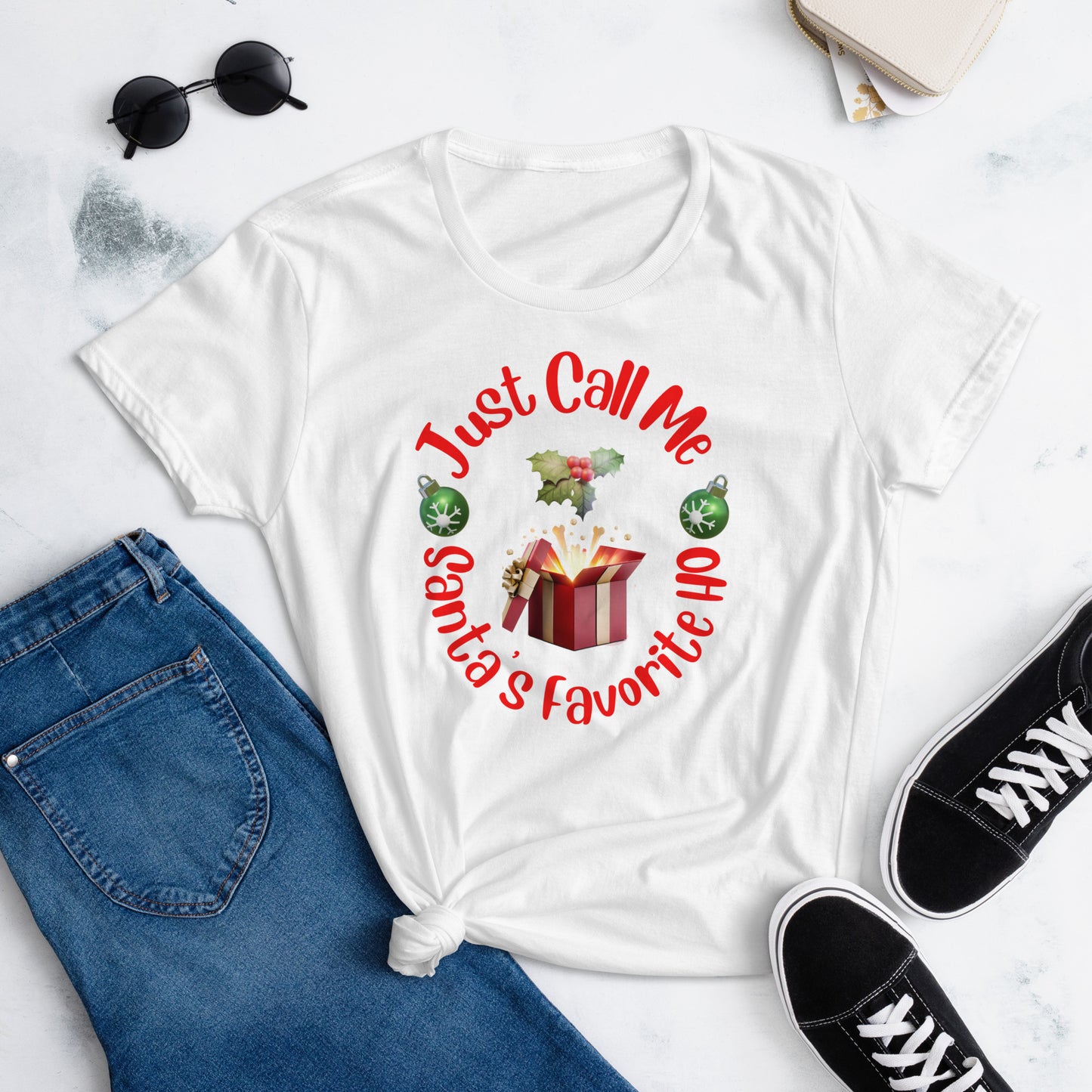 Rude, Crude, and Funny #08 "Just Call Me Santa's Favorite HO" Women's short sleeve t-shirt